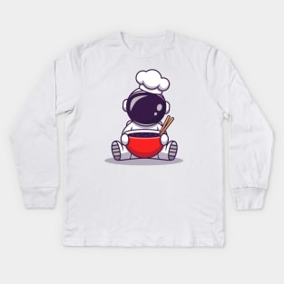 Cute Astronaut Chef Cooking Cartoon Kids Long Sleeve T-Shirt